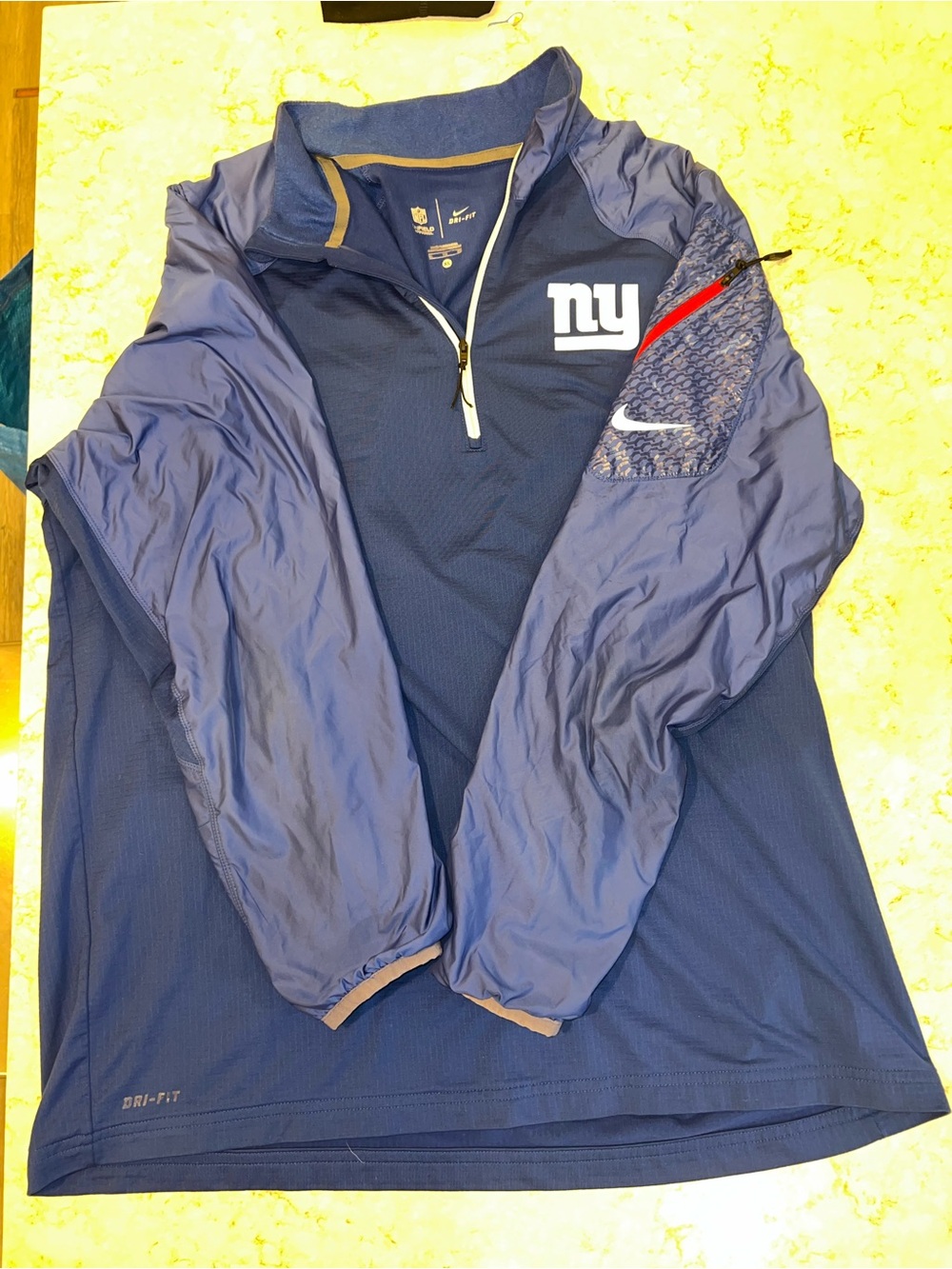Nike Men's Blue New York Giants Quarter-Zip Windbreaker